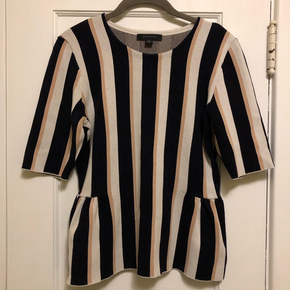 Ann Taylor Striped Peplum Shirt